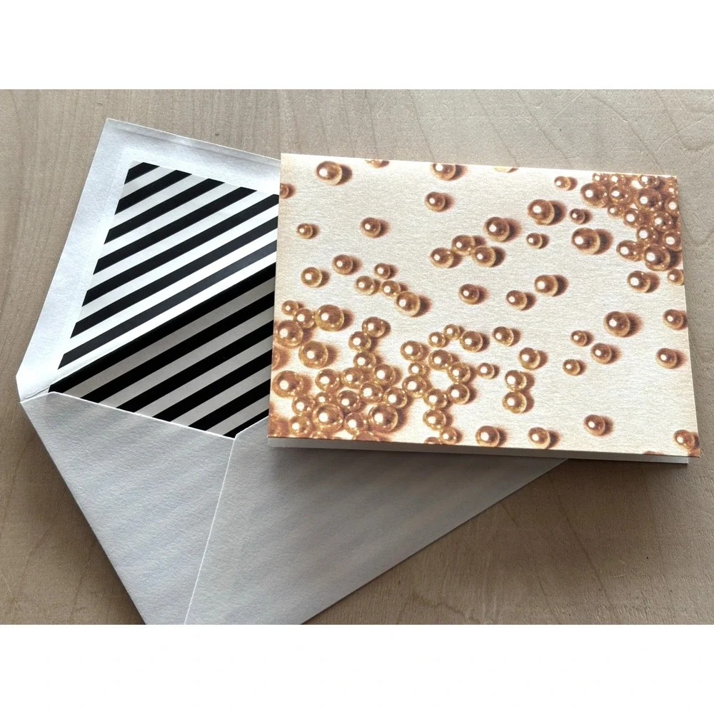 Kate Spade Notecards NIB Pink Pearls Set Box of 10 & Lined Envelopes